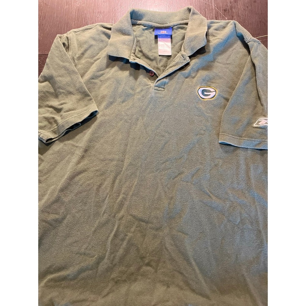 Reebok Green Bay‎ Packers NFL Polo Shirt Men's Large Green Short Sleeve